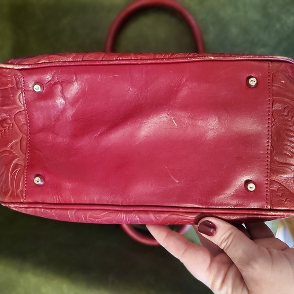 Vintage Western/Boho Red Tooled Leather Handbag - MAXX - Picture 5 of 6